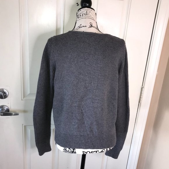 Ann Taylor LOFT Women's Diagonal Zip Cardigan Sweater Charcoal Grey ~ Size M - Picture 5 of 6